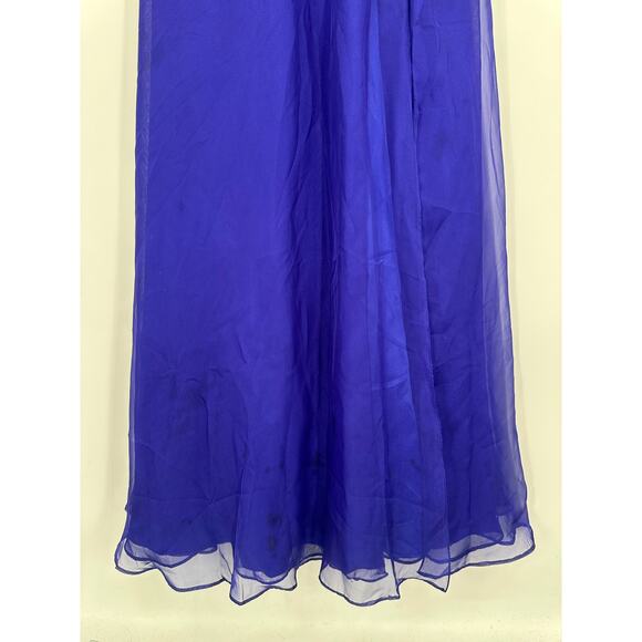 Mac Duggal Beaded Sequin Halter Maxi Prom Dress Cut-Out Open Back Sparkle Gown - Picture 6 of 13